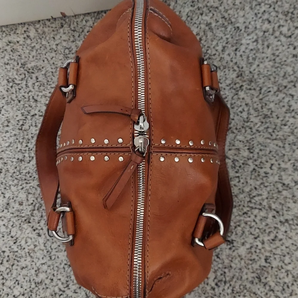 Michael Kors Cognac Leather Stud-Accent Satchel